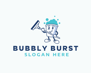 Bucket Cleaning Bubbles logo design