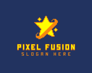 Pixelated Star Game logo design