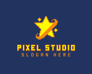 Pixelated Star Game logo design