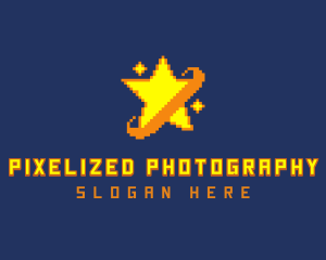 Pixelated Star Game logo design