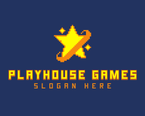 Pixelated Star Game logo design