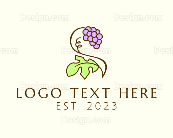 Grape Plant Vineyard Logo