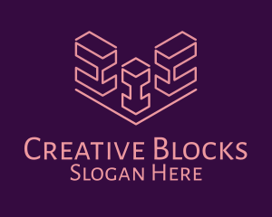 Isometric Block Outline  logo design