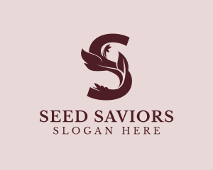 Organic Leaf Letter S logo design