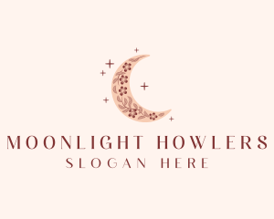 Crescent Moon Flower logo design