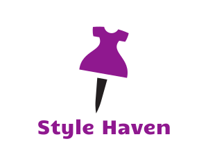 Purple Dress Pushpin logo design