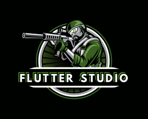 Shooting Military Gun Gaming logo design