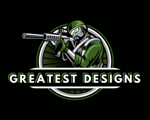 Shooting Military Gun Gaming logo design