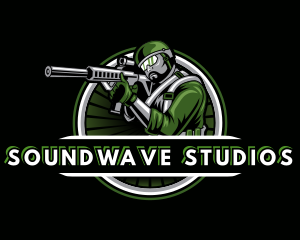 Shooting Military Gun Gaming logo design