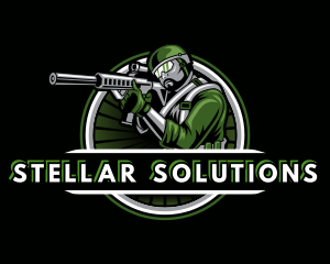 Shooting Military Gun Gaming logo design