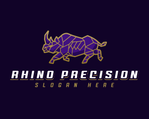 Geometric Rhino Animal logo design