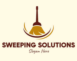 Sweeping Broom Cleaner logo design