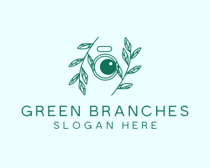 Green Plant Camera Lens logo design