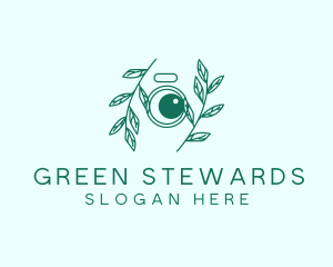 Green Plant Camera Lens logo design