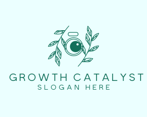 Green Plant Camera Lens logo design