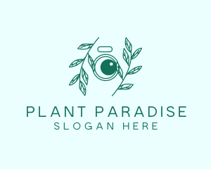 Green Plant Camera Lens logo design