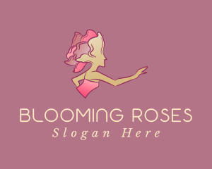 Woman Beauty Rose logo design