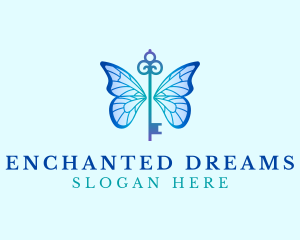 Butterfly Key Wings logo design