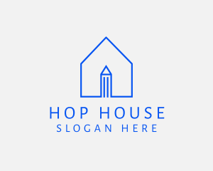 Minimalist House Pencil  logo design