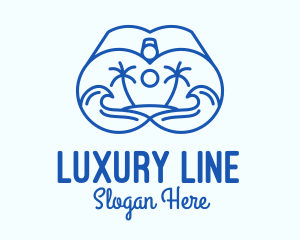 Blue Binocular Line Art logo design