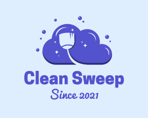 Clean Broom Cloud logo design