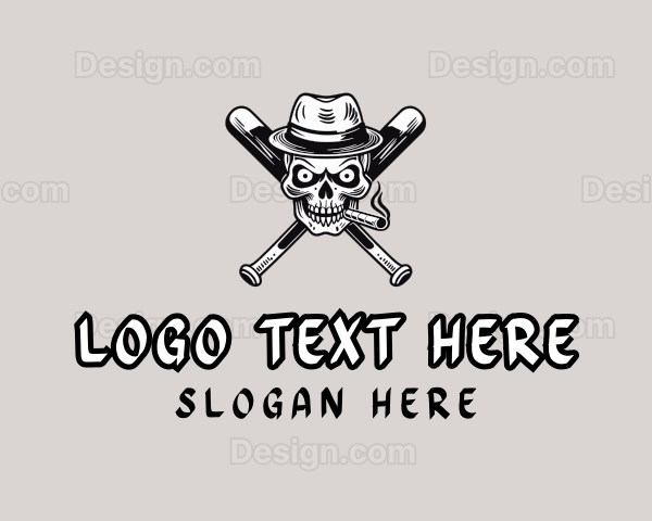 Skull Cigar Baseball Logo