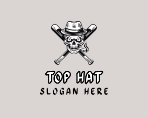 Skull Cigar Baseball logo design