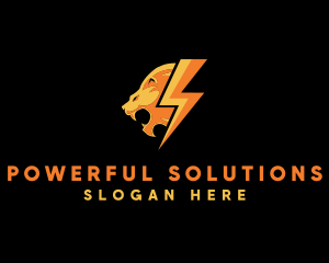 Lion Lightning Bolt logo design