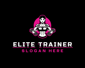 Muscle Woman Gym Trainer logo design