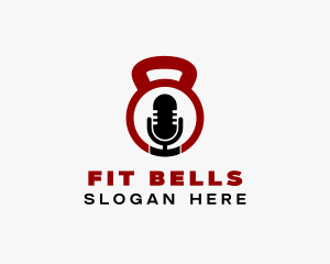 Fitness Podcast Radio Microphone logo design