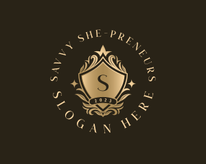 Luxury Floral Shield logo design