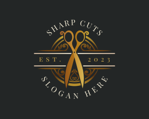 Luxury Barbershop Scissors  logo design