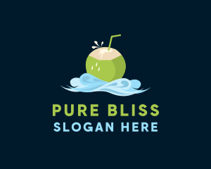 Coconut Drink Waves logo design