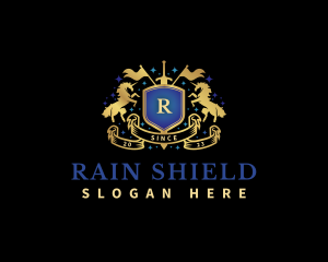 Royal Unicorn Sword Shield logo design