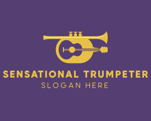 Guitar Trumpet Wind Instruments logo design