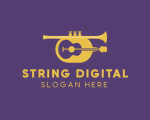 Guitar Trumpet Wind Instruments logo design