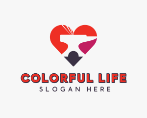 Colorful Heart Anvil  logo design