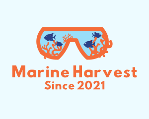 Snorkeling Mask Aquarium logo design