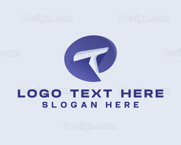 Digital Messaging App Letter T Logo