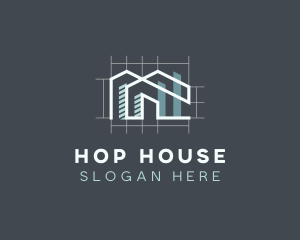 House Blueprint Architecture logo design