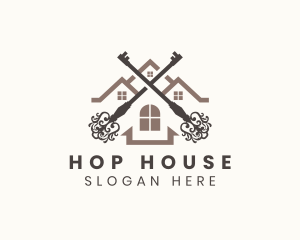 Home House Ornate Key logo design