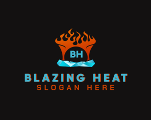 Ice Fire Heating logo design