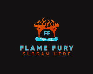 Ice Fire Heating logo design