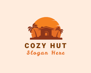 Tropical Hut Sun logo design