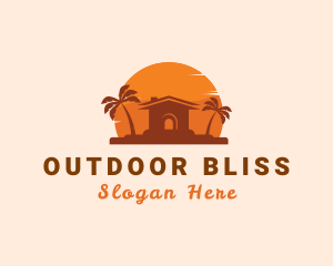 Tropical Hut Sun logo design