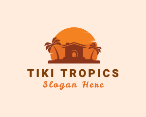 Tropical Hut Sun logo design