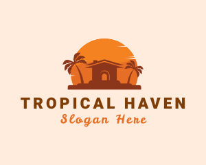 Tropical Hut Sun logo design