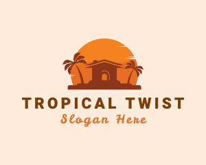 Tropical Hut Sun logo design