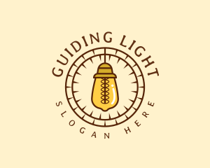 Minimalist Electrical Lightbulb logo design