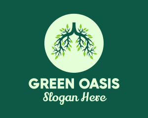 Green Forest Tree Lungs logo design